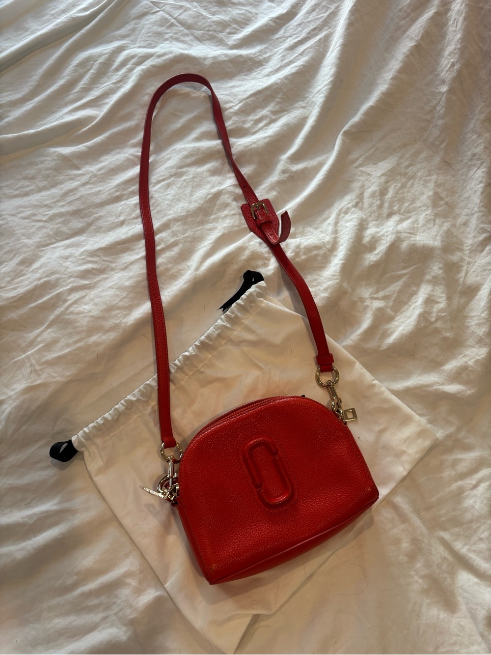 Marc Jacobs Red Pebbled Leather Camera Crossbody